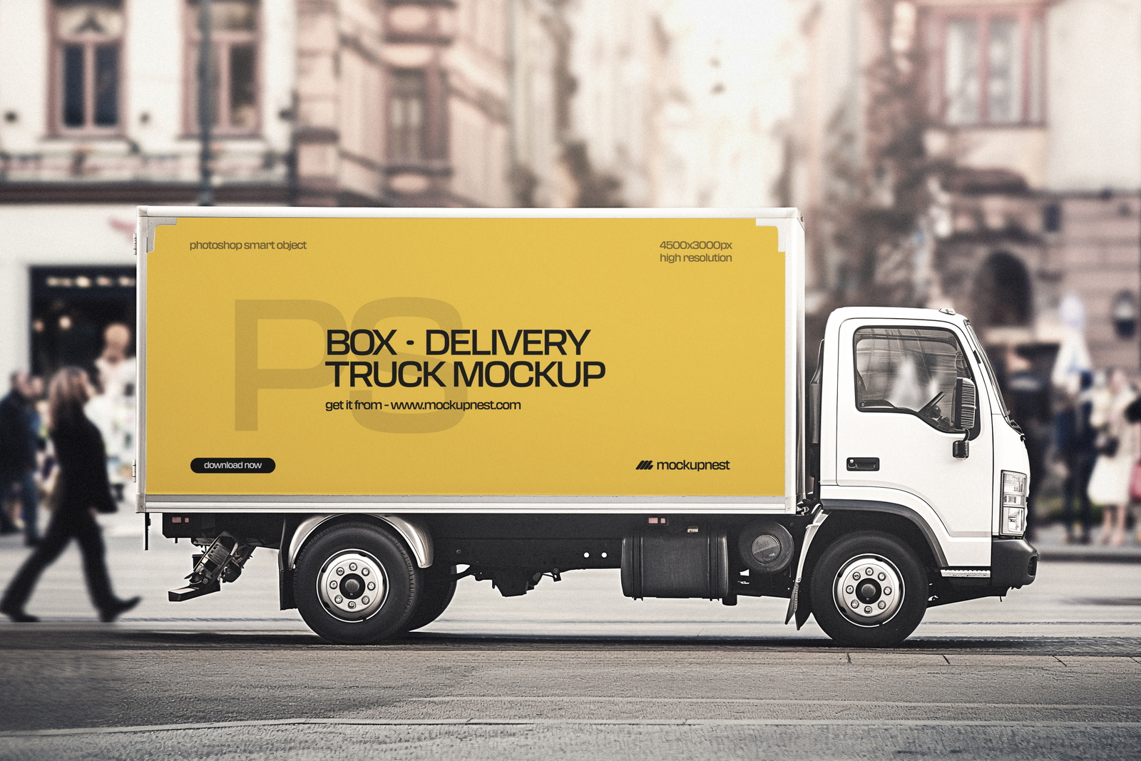 Free Food Delivery Truck Mockup PSD Template