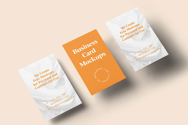 Free Vertical Triple Business Card Mockup PSD Template