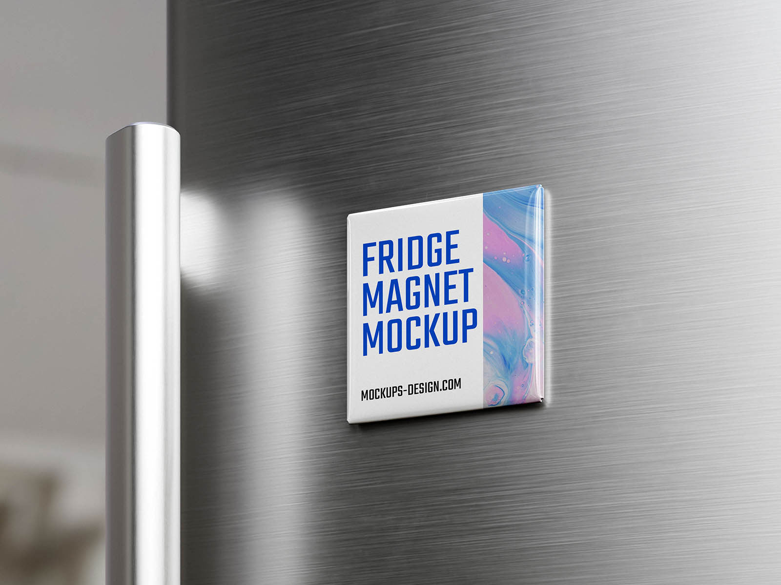 Free Fridge Square Magnet Mockup PSD Template