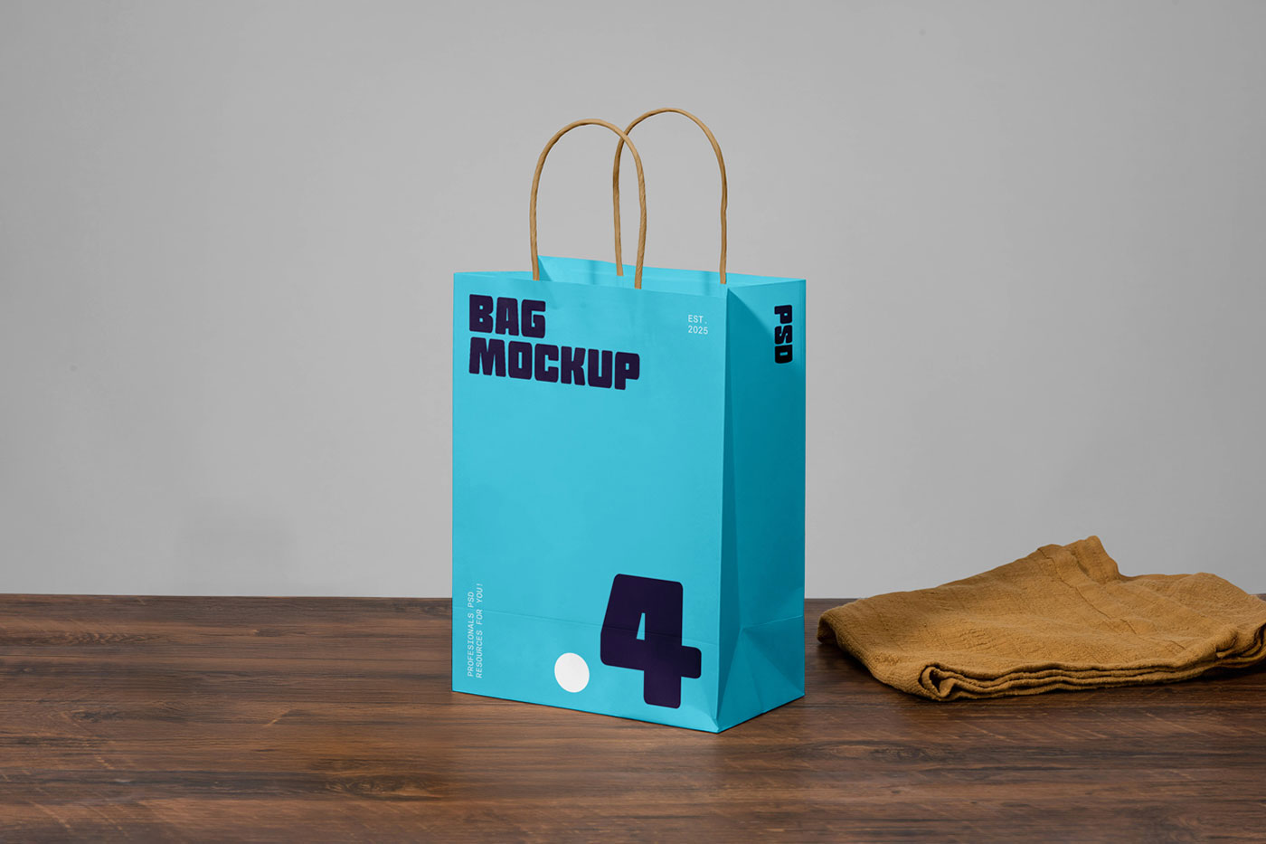 Free Front View Paper Bag Mockup PSD Template