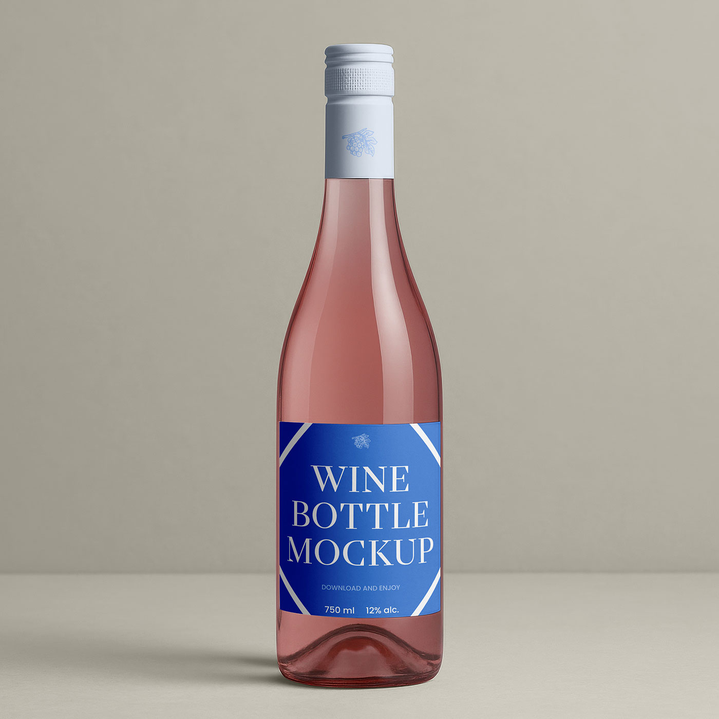 Free Front View Wine Bottle Mockup PSD Template