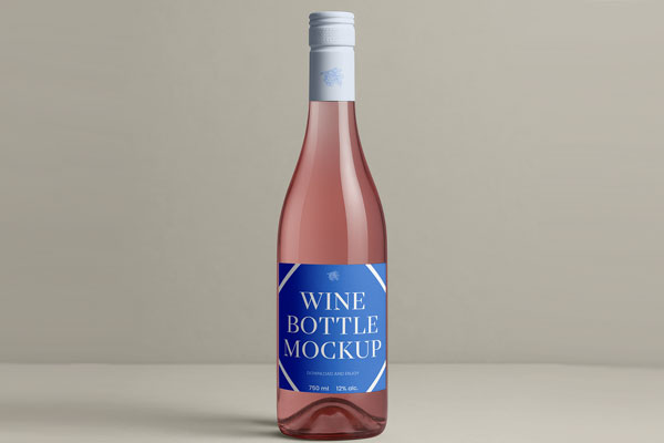 Free Front View Wine Bottle Mockup PSD Template