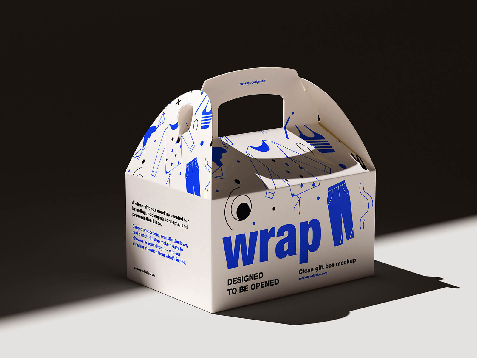 Free Gable Style Gift Box Mockup PSD Template