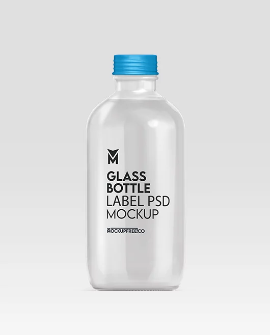 Free Glass Bottle Label Mockup PSD Template
