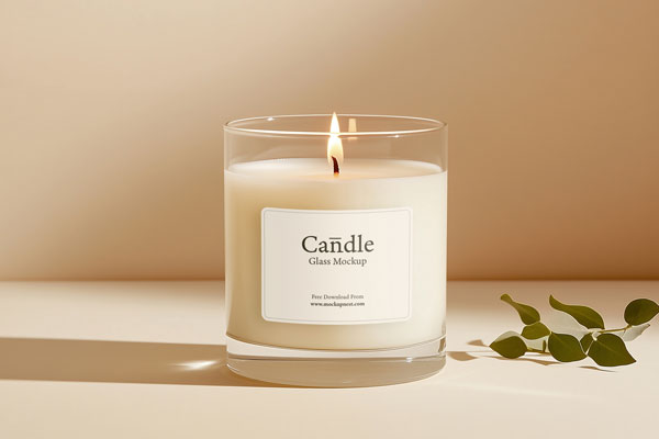 Free Glass Candle Mockup PSD Template