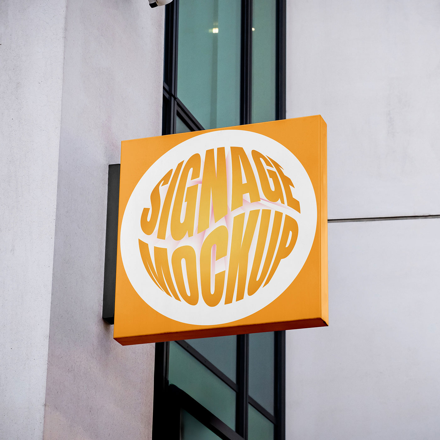 Free Hanging Square Signage Mockup PSD Template