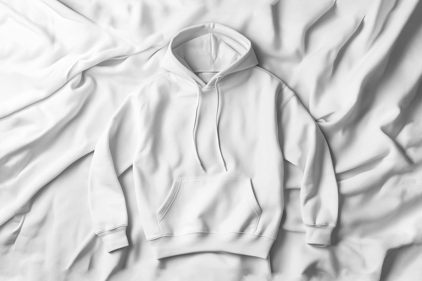 Free Hoodie Lying on Material Mockup PSD Template