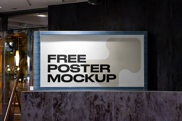 Free Horizontal Poster at Night Mockup PSD Template