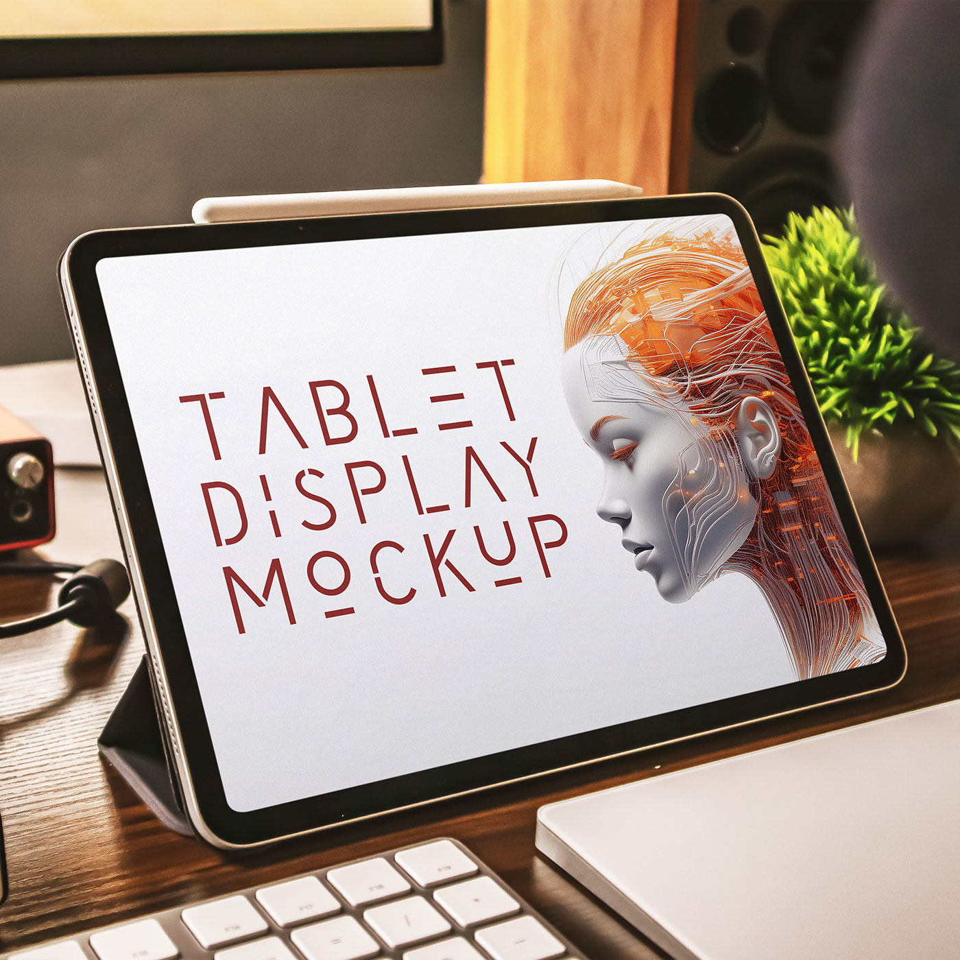Free Horizontal Tablet Screen Mockup PSD Template