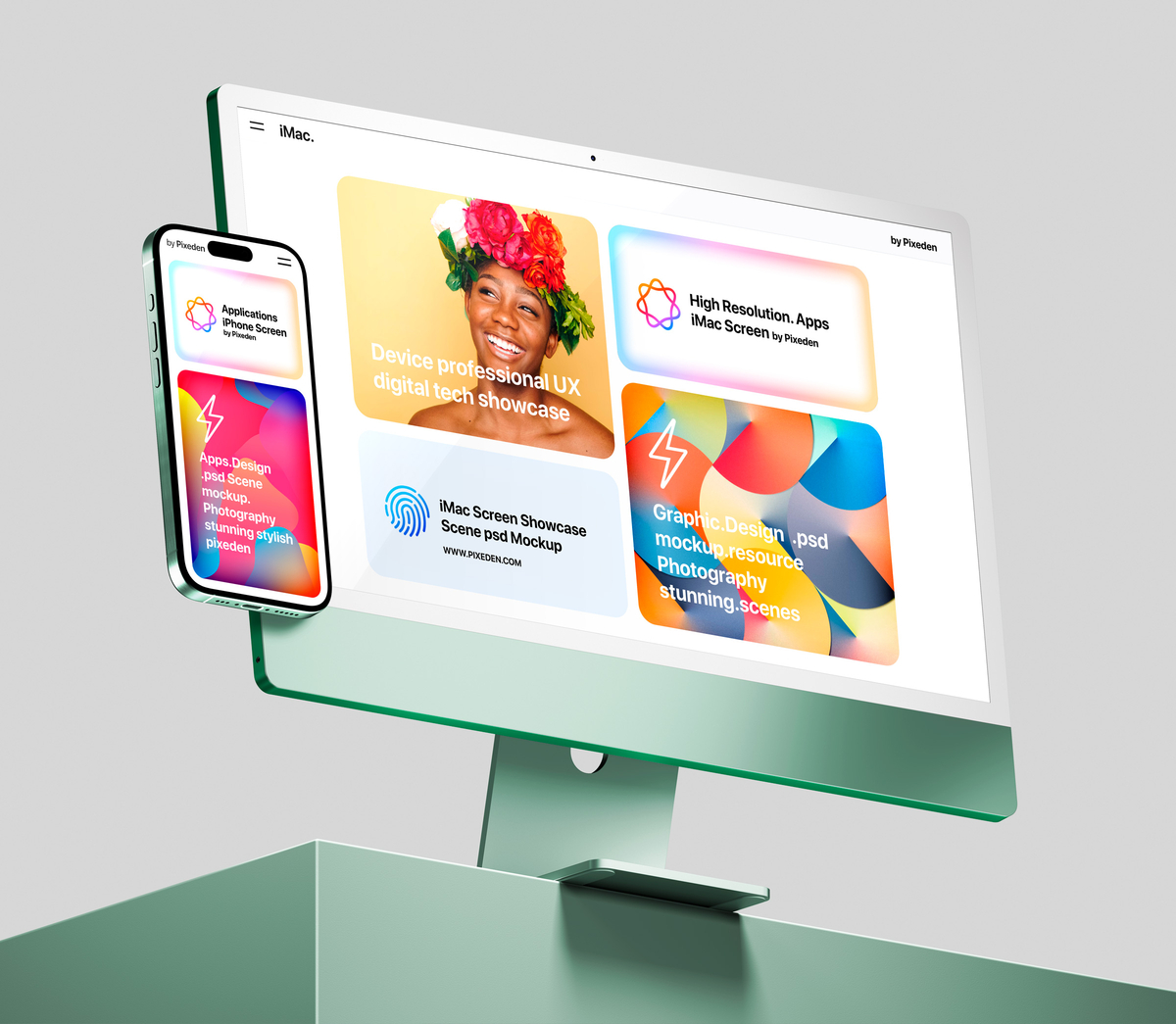 Free iMac and iPhone Pro Mockup PSD Template