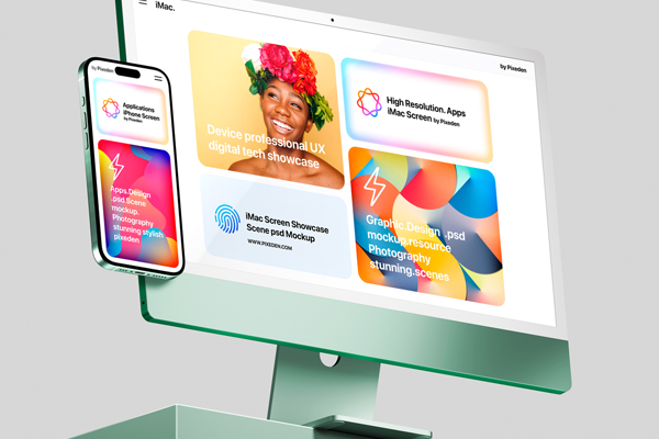 Free iMac and iPhone Pro Mockup PSD Template
