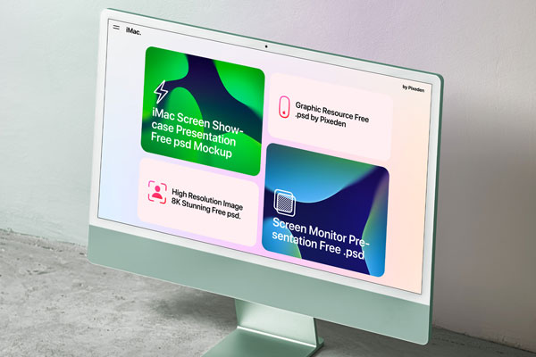 Free iMac Screen Showcase Mockup PSD Template