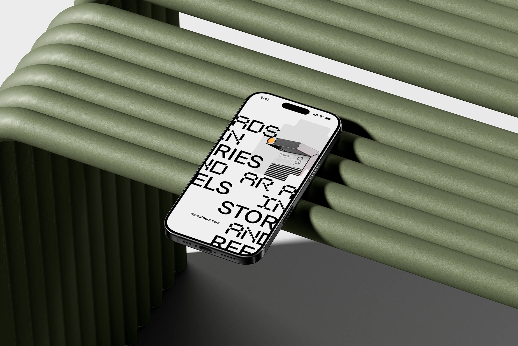 Free iPhone 16 Pro Mockup on Bench PSD Template