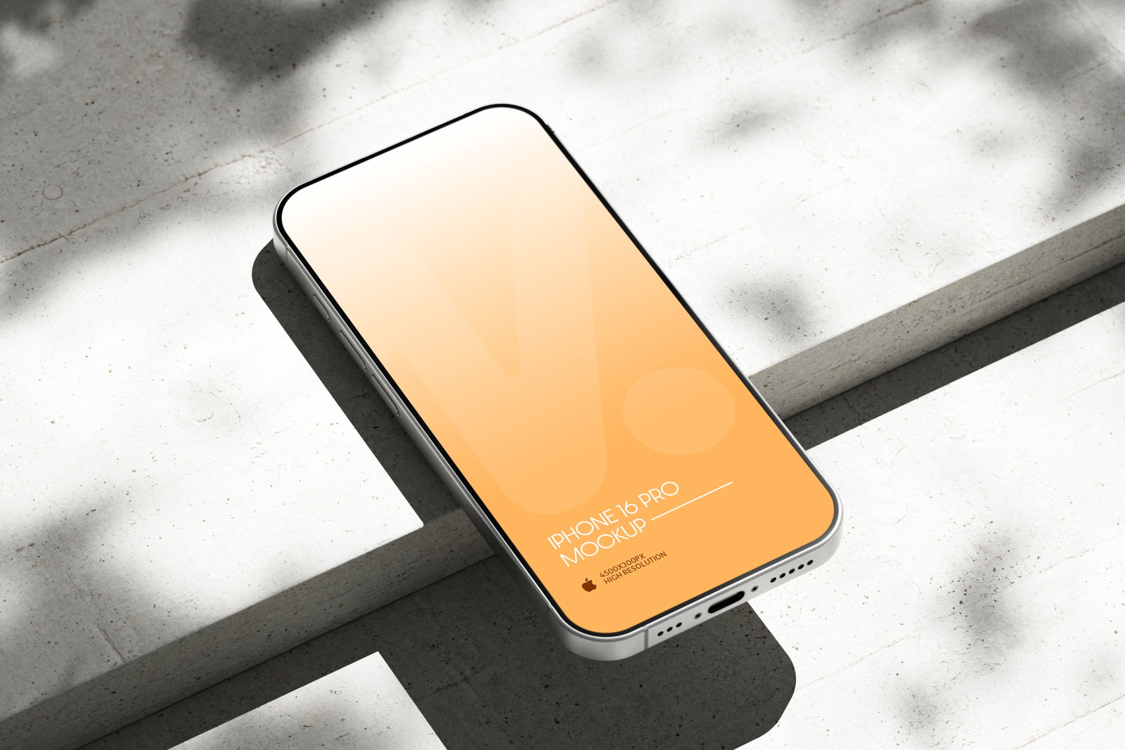 Free iPhone 16 Pro Mockup on Concrete PSD Template
