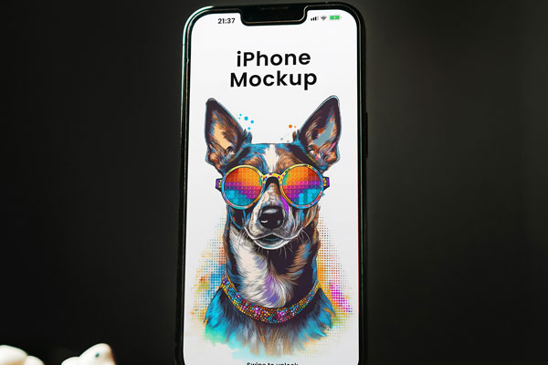 Free iPhone Standing on Desk Mockup PSD Template