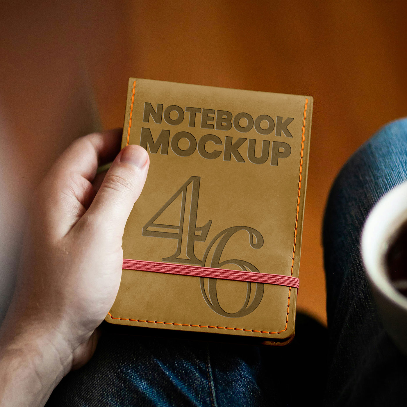Free Leather Cover Notebook Mockup PSD Template