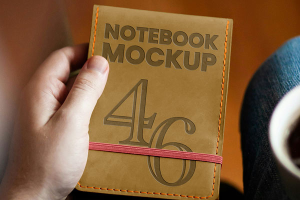 Free Leather Cover Notebook Mockup PSD Template