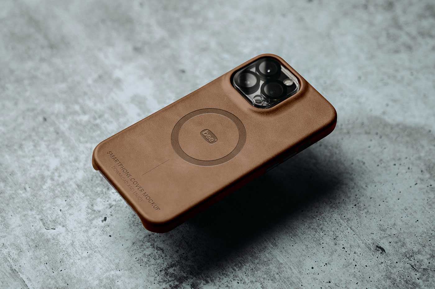 Free Leather iPhone Case Mockup PSD Template