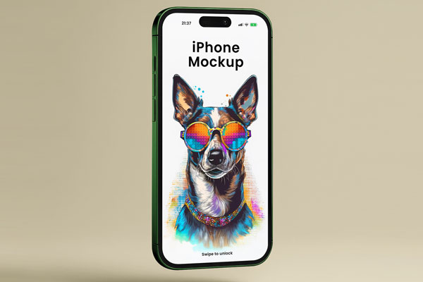 Free Levitating iPhone Screen Mockup PSD Template