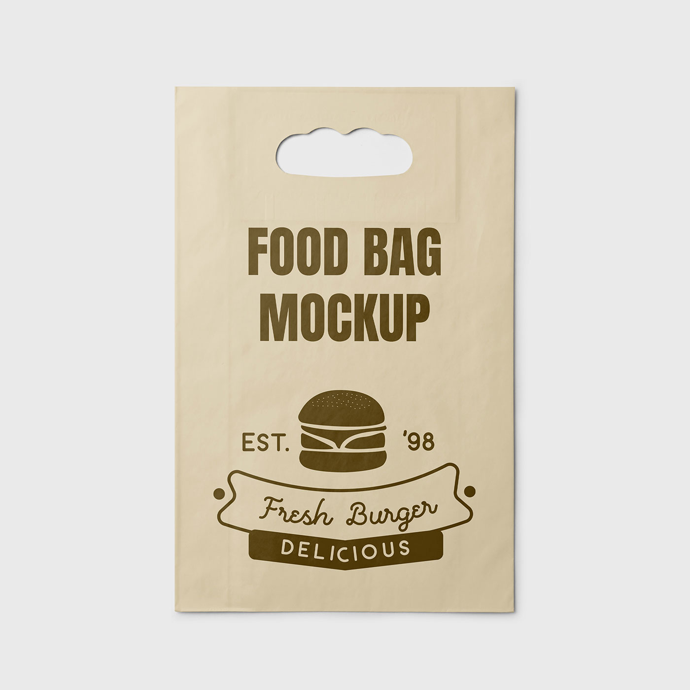 Free Lying Eco Paper Food Bag Mockup PSD Template