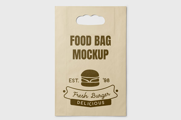 Free Lying Eco Paper Food Bag Mockup PSD Template