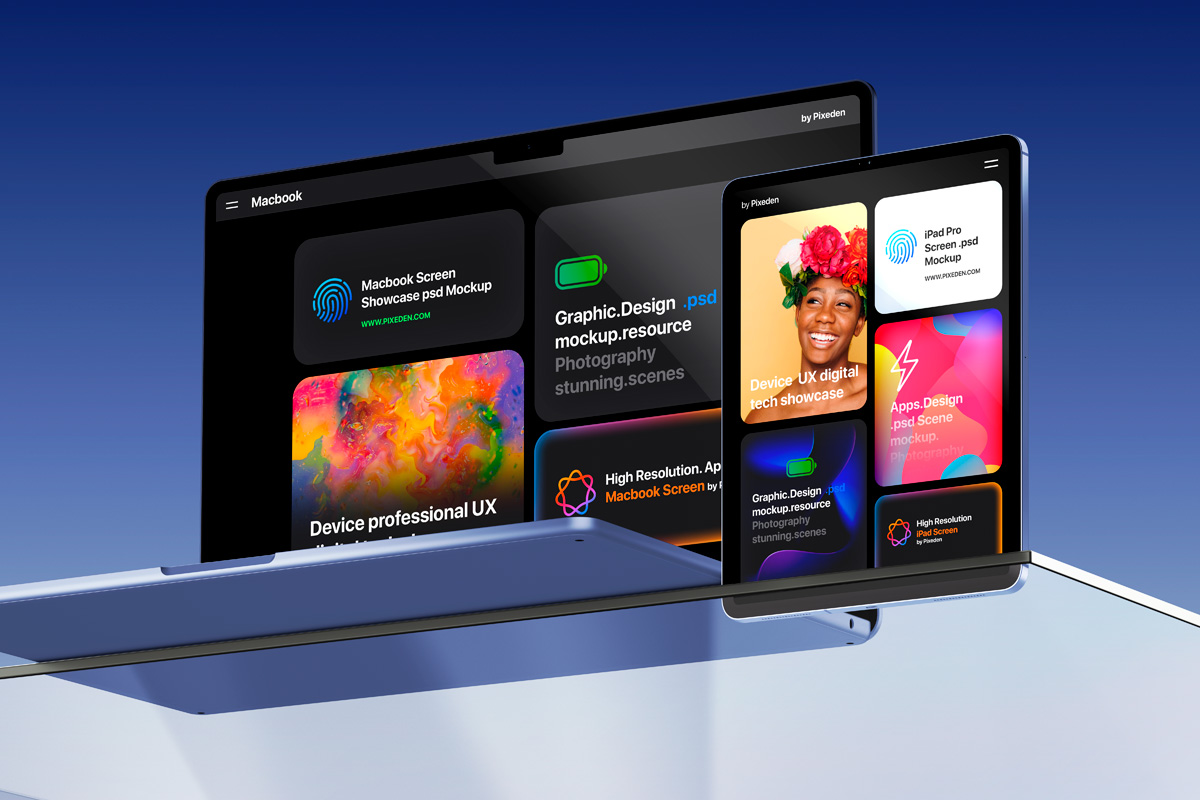 Free MacBook Air and iPad Pro Mockup PSD Template