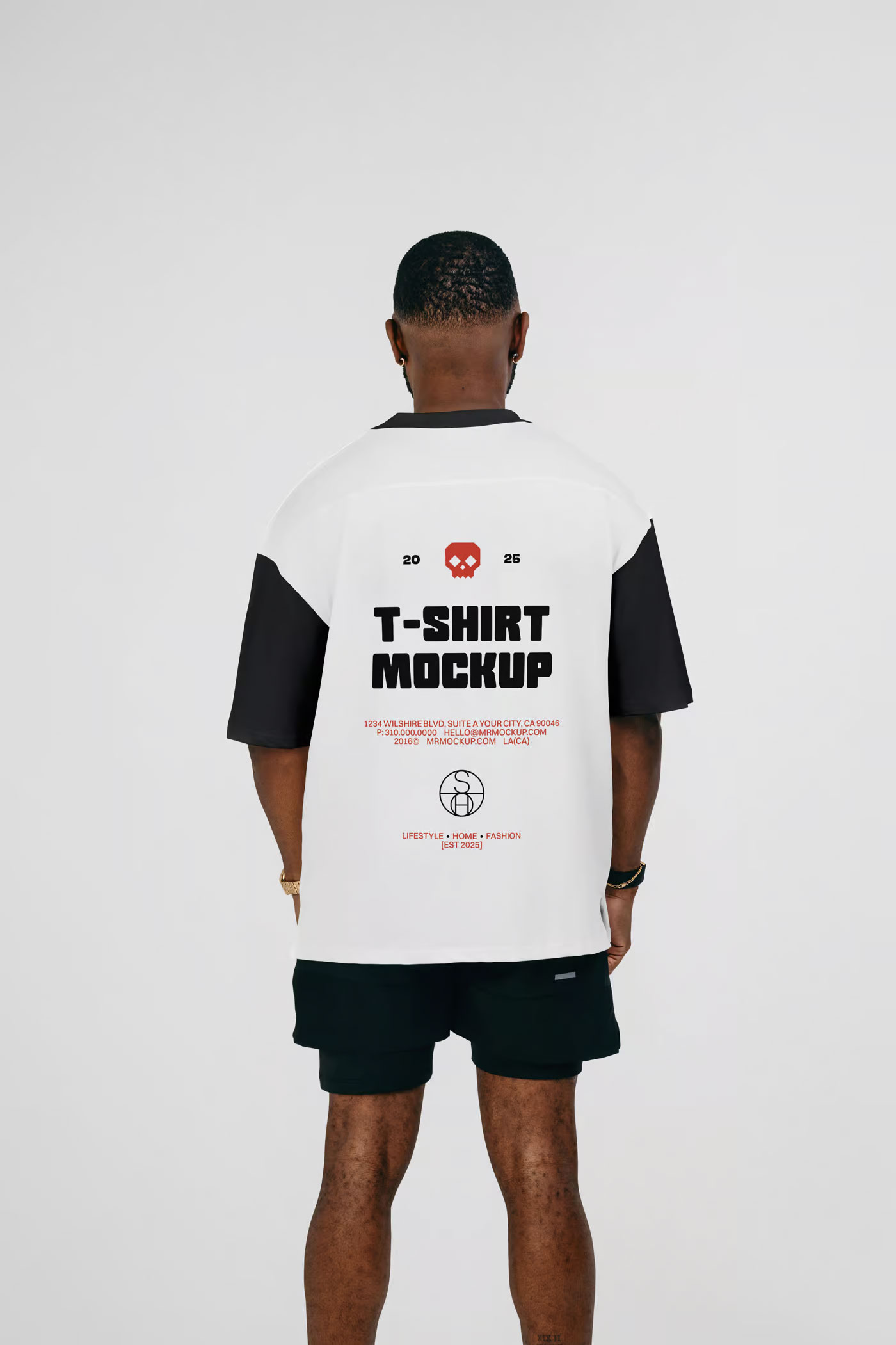 Free Men Back Turned T Shirt Mockup PSD Template