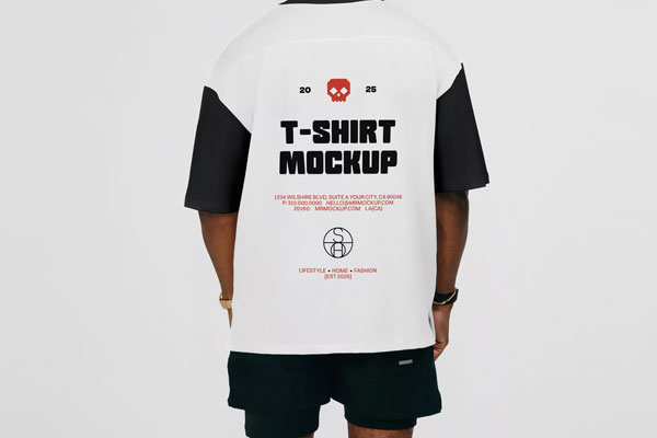 Free Men Back Turned T Shirt Mockup PSD Template