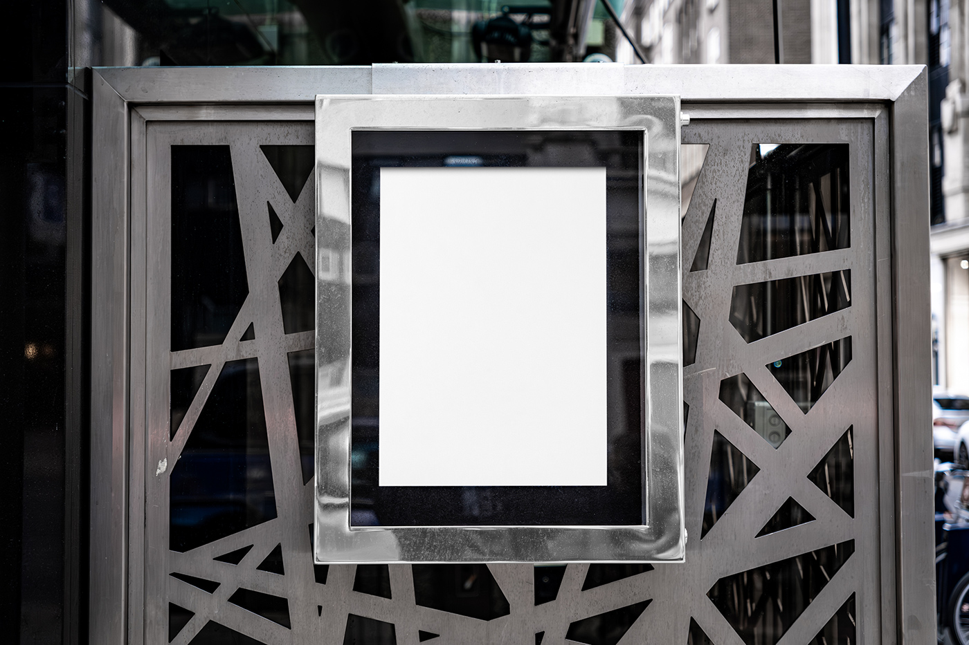 Free Menu Card on Metal Fence Mockup PSD Template