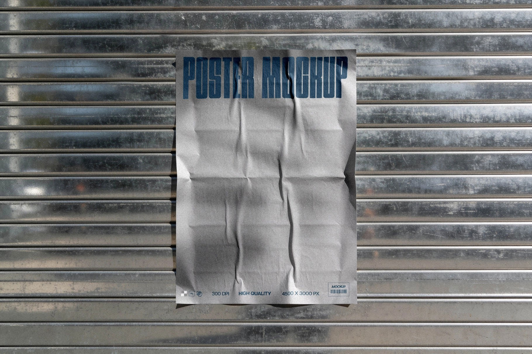 Free Metal Shutter Poster Mockup PSD Template