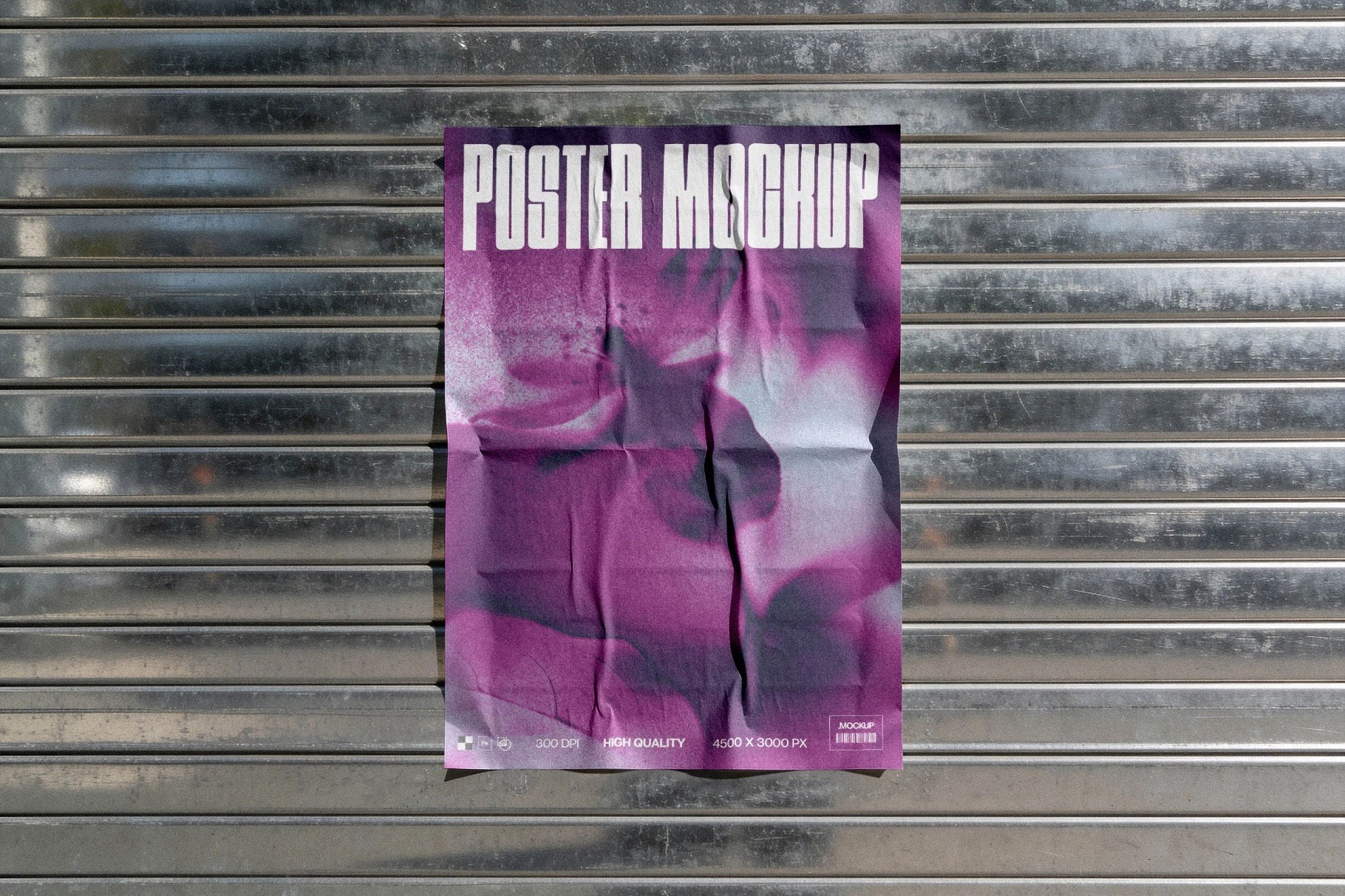 Free Metal Shutter Poster Mockup PSD Template