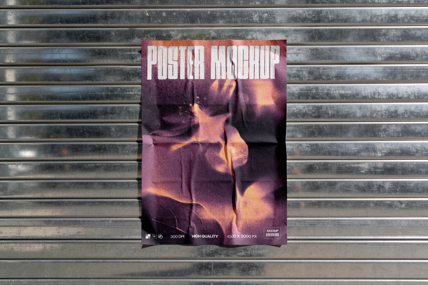 Free Metal Shutter Poster Mockup PSD Template