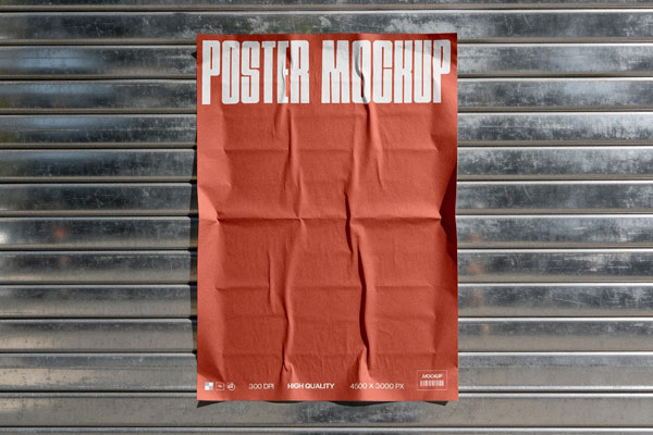 Free Metal Shutter Poster Mockup PSD Template