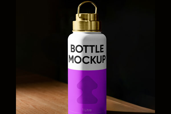 Free Metal Thermos Bottle Mockup PSD Template
