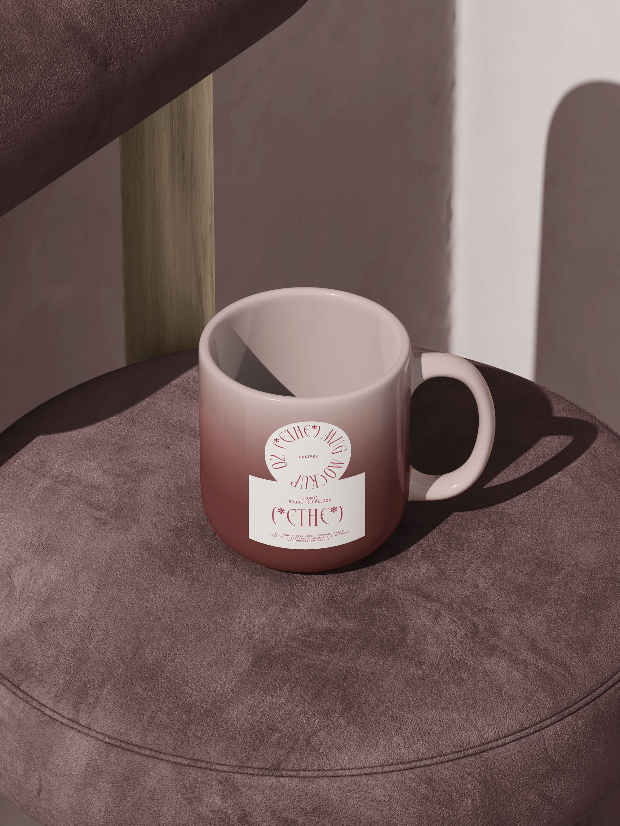 Free Mug Mockup on Chair PSD Template