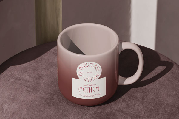 Free Mug Mockup on Chair PSD Template
