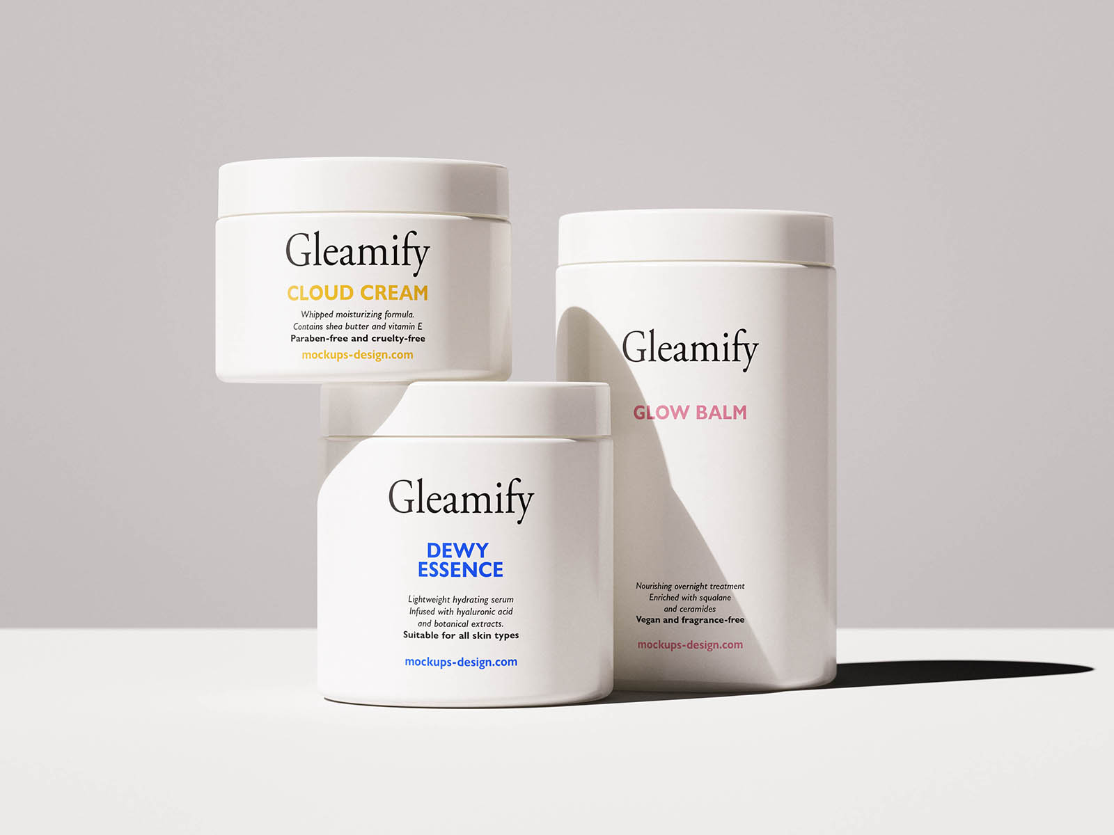 Free Multiple Cosmetic Jars Mockup PSD Template