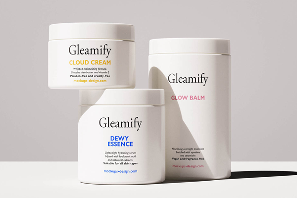 Free Multiple Cosmetic Jars Mockup PSD Template