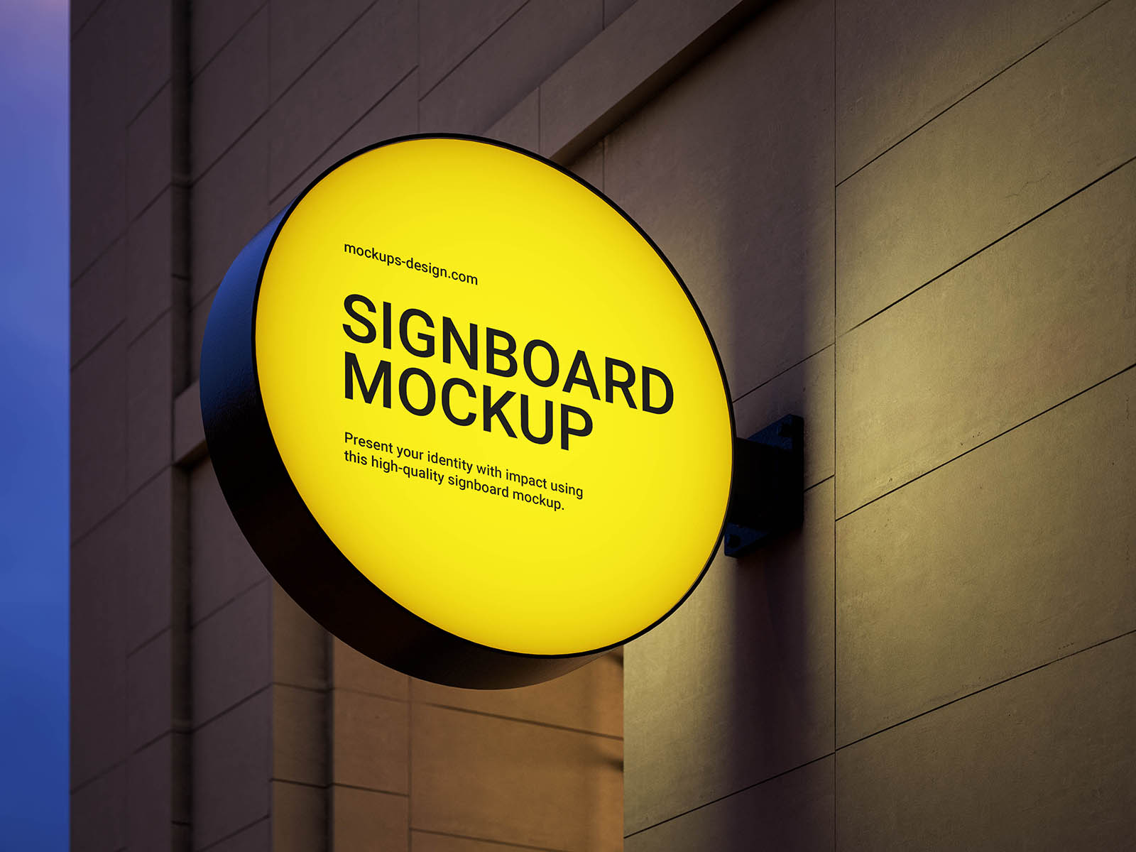 Free Night Signboard Mockup PSD Template