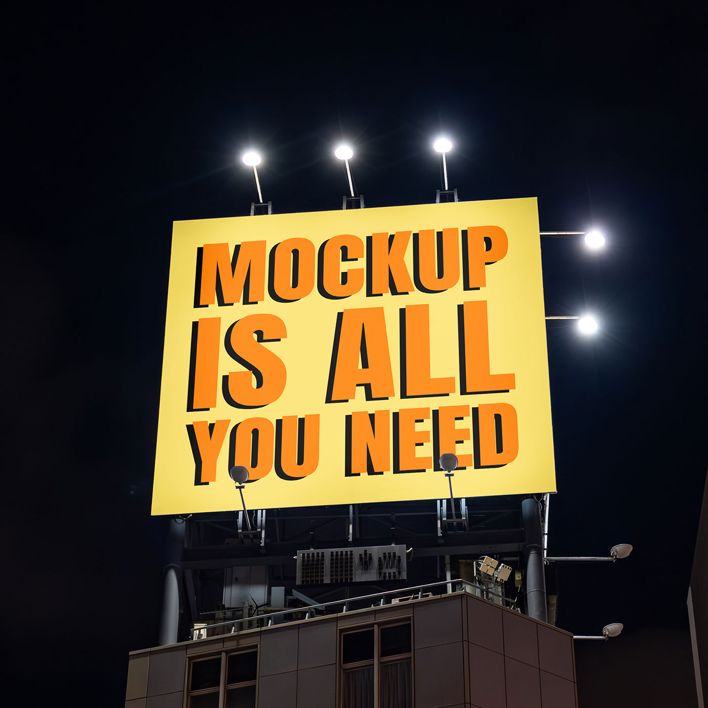 Free Night Square Billboard Mockup PSD Template
