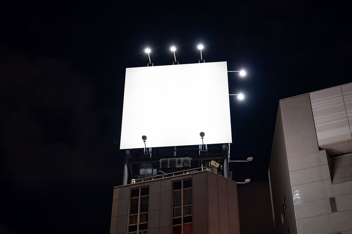 Free Night Square Billboard Mockup PSD Template