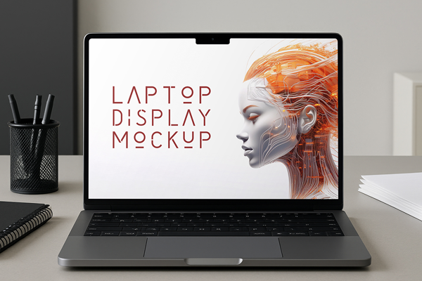 Free Notch MacBook Mockup PSD Template