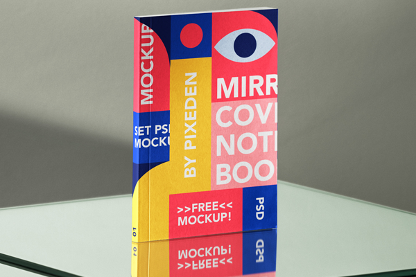 Free Notebook Mirror Base Scene Mockup PSD Template