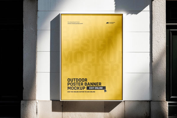 Free Outdoor Banner Poster Mockup PSD Template
