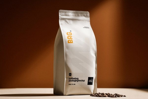 Free Paper Coffee Bag Packaging Mockup PSD Template