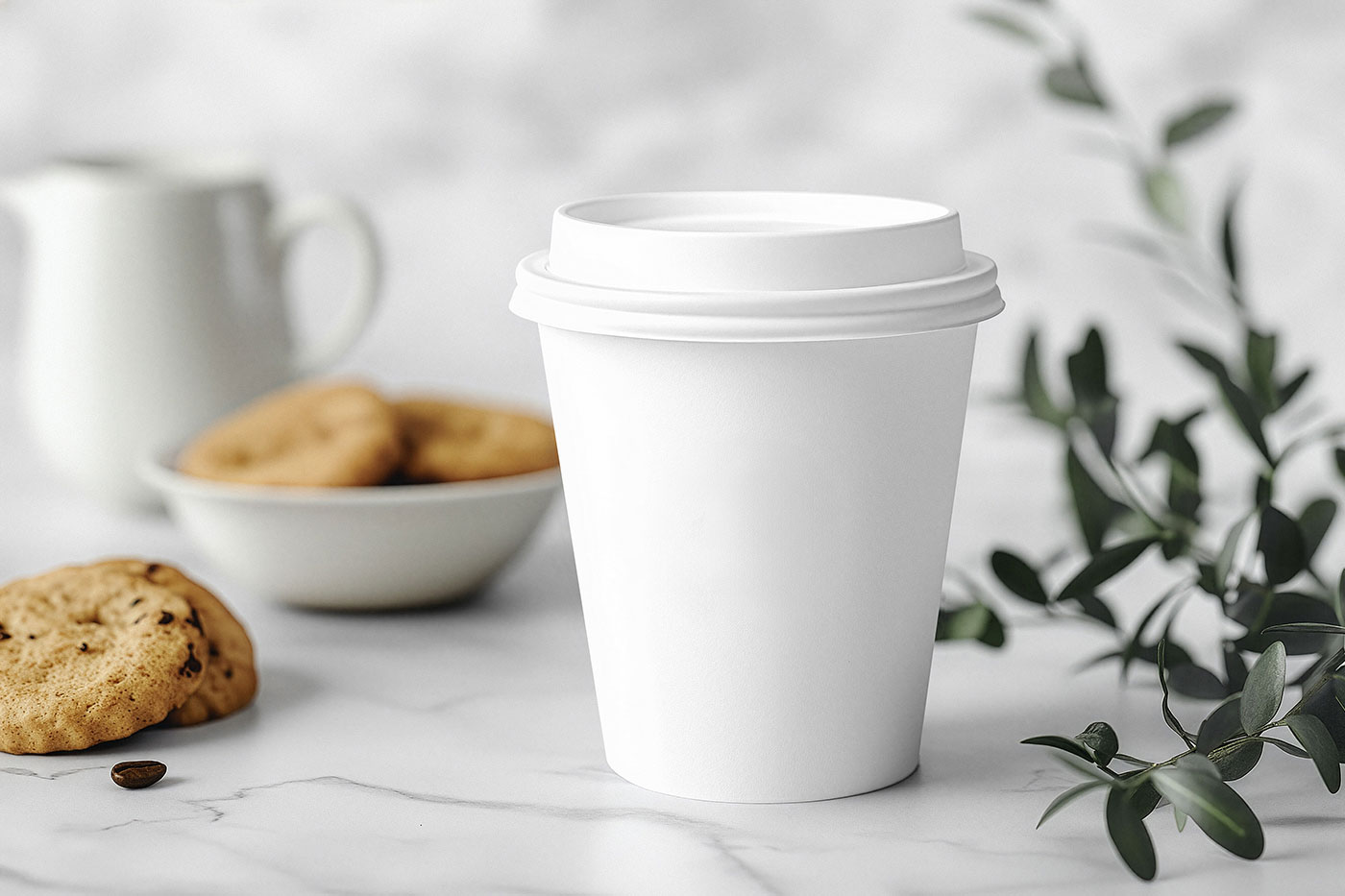 Free Paper Cup with Cookie Mockup PSD Template