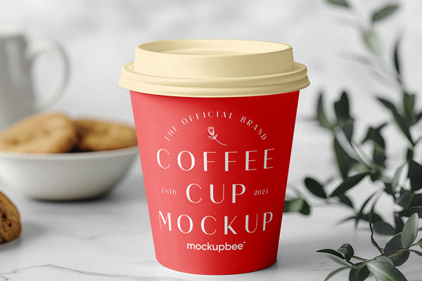 Free Paper Cup with Cookie Mockup PSD Template