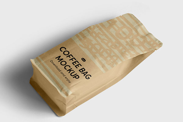 Free Perspective Bag of Coffee Mockup PSD Template