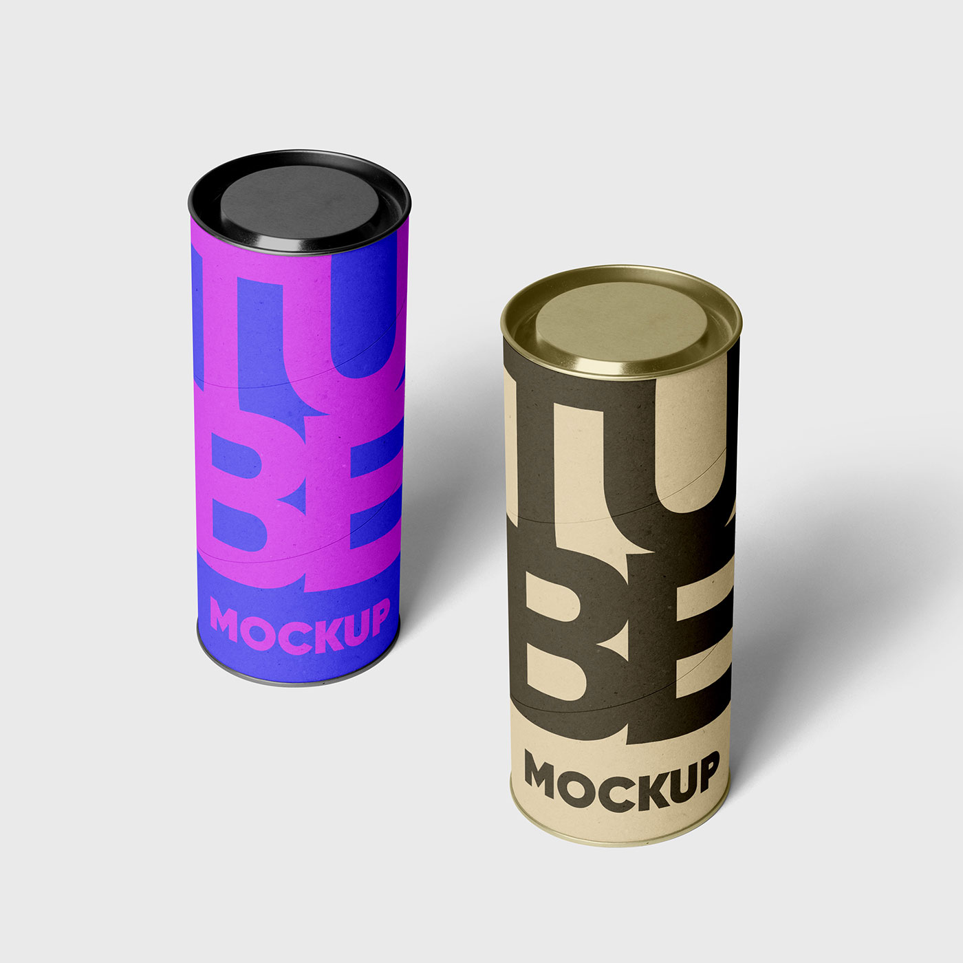 Free Perspective Tube Box Mockups PSD Template