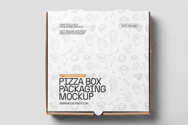 Free Pizza Box Packaging Mockup PSD Template